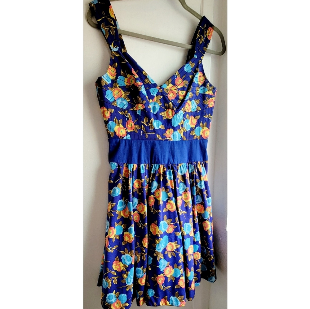 Plenty by Tracy Reese Blue Floral Fit & Flare Dress Size 6